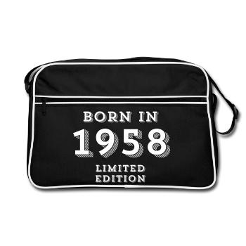 1958, date of birth, year of birth - Retro Bag - black/white - Front