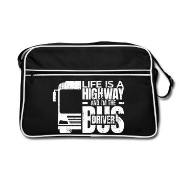 Life is a Highway and I'm the Bus Driver - Retro Tasche - Schwarz/Weiß - Vorne