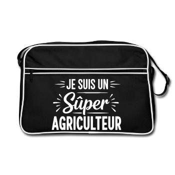 Je suis un super agriculteur. cadeau agricole - Sac Retro - noir/blanc - Devant