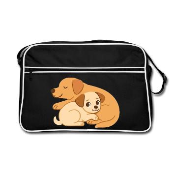 Les chiens mignons se câlinent : petit et grand chien - Sac Retro - noir/blanc - Devant