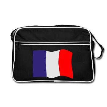 Frankreich Fahne - Retro Tasche - Schwarz/Weiß - Vorne