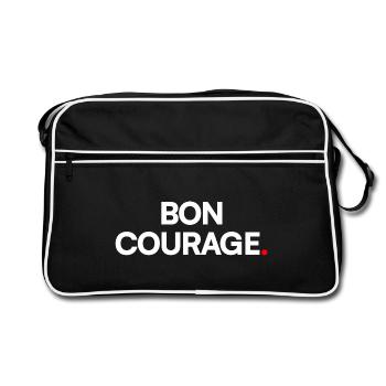 BON COURAGE | Expression humour minimaliste - Sac Retro - noir/blanc - Devant