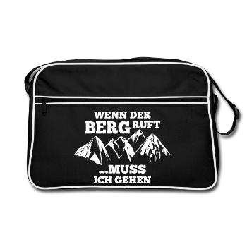 Wenn der Berg ruft... - Retro Tasche - Schwarz/Weiß - Vorne