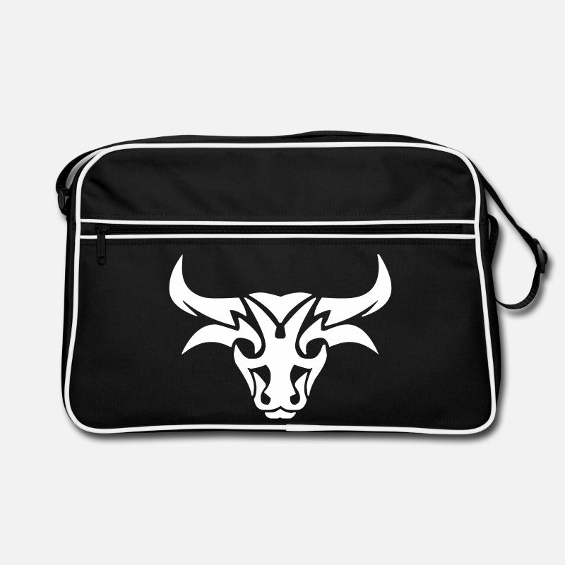 Stierkopf - Retro Tasche - Schwarz/Weiß