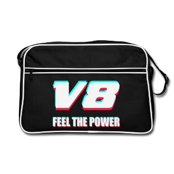 V8 - Retro Bag - black/white - Front