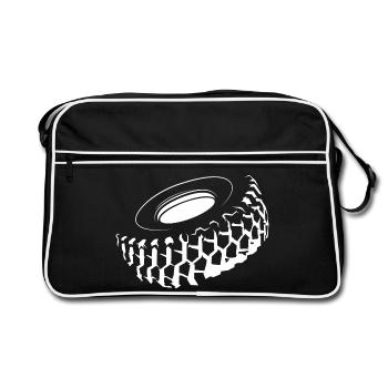 strongman symbol tire present Reifen tractor icon - Retro Tasche - Schwarz/Weiß - Vorne