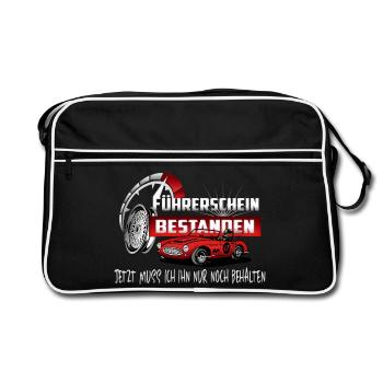 Führerschein Bestanden - Retro Tasche - Schwarz/Weiß - Vorne