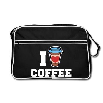 I love coffee drinking coffee lovers statement - Retro Bag - black/white - Front
