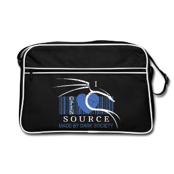I Love Open Source Software - Retro Bag - black/white - Front