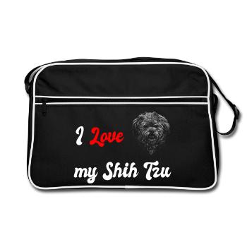 J'adore le design de mon chien Shih Tzu. - Sac Retro - noir/blanc - Devant