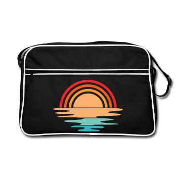 Coucher de soleil rétro vintage icône soleil design - Sac Retro - noir/blanc - Devant