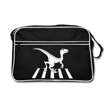 Dinosaure piéton (blanc) - Sac Retro - noir/blanc - Devant