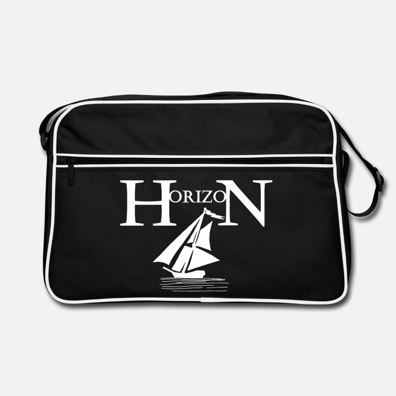 Weißes Boot und Horizont Retro Tasche