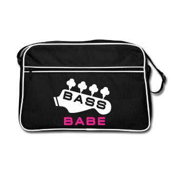 Bass Babe für Bassistinnen - Retro Tasche - Schwarz/Weiß - Vorne
