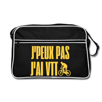J'peux pas j ai VTT - Sac Retro - noir/blanc - Devant