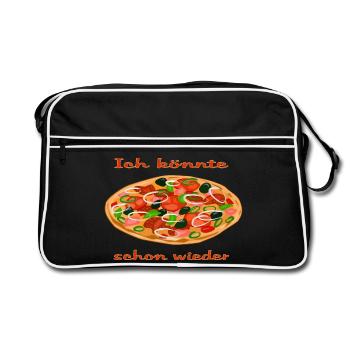 Lebendige Pizza mit frischen Zutaten - Retro Tasche - Schwarz/Weiß - Vorne