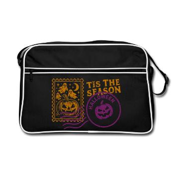 Scary Halloween pumpkin with ghosts - Retro Bag - black/white - Front