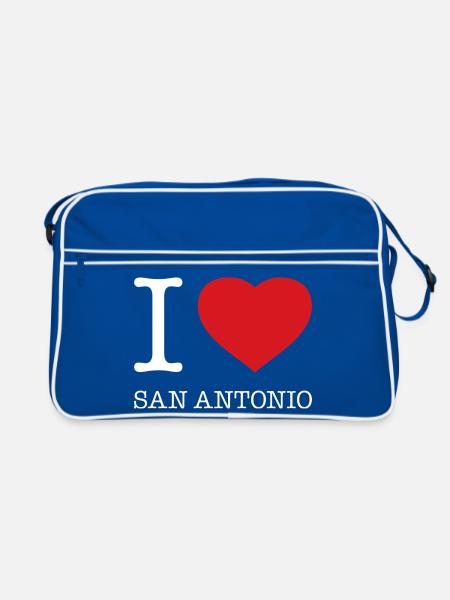 I love San Antonio - Retro Tasche - Blau/Weiß - Vorne
