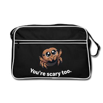 Cute Jumping Spider – You’re Scary Too - Retro Bag - black/white - Front