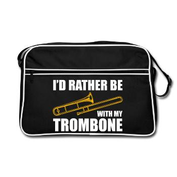 Sois avec mon tromboniste tromboniste - Sac Retro - noir/blanc - Devant