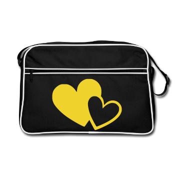 Cœur jaune motif de cœurs KBE jaune - Sac Retro - noir/blanc - Devant