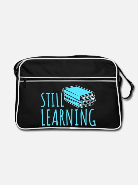 Still Learning Growth Student Motivation Saying - Retro Bag - black/white - Front