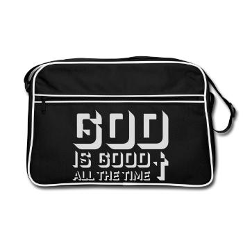 God Is Good All The Time Faith Christian Saying - Retro Bag - black/white - Front