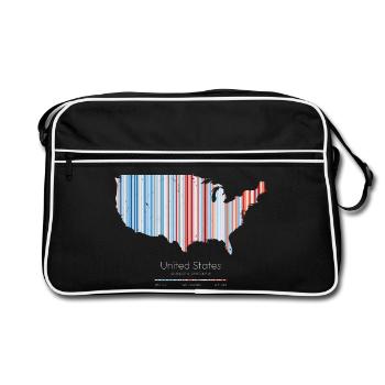 États-Unis – Histoire du climat Carte des bandes du réchauffement imprimée - Sac Retro - noir/blanc - Devant