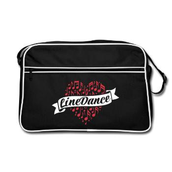 Danse en ligne - Danse avec le cœur - Musique Cadeau - Sac Retro - noir/blanc - Devant