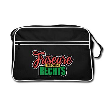 Friseure Gegen Rechts - Gegen Rechts, gegen Hetze - Retro Tasche - Schwarz/Weiß - Vorne