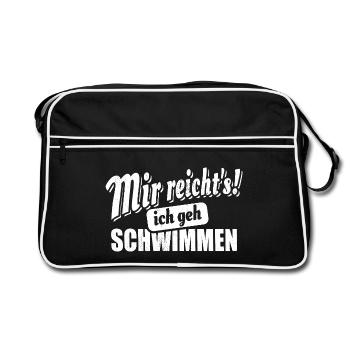 Mir reicht's ich geh schwimmen - Spruch - Retro Tasche - Schwarz/Weiß - Vorne