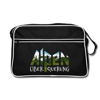 Alpenüberquerung Alpen Überquerung Wandern - Retro Tasche - Schwarz/Weiß - Vorne