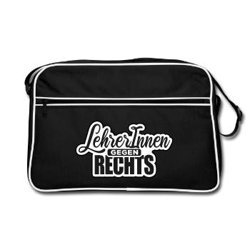LehrerInnen gegen rechts Gegen Rechts, gegen Hetze - Retro Tasche - Schwarz/Weiß - Vorne