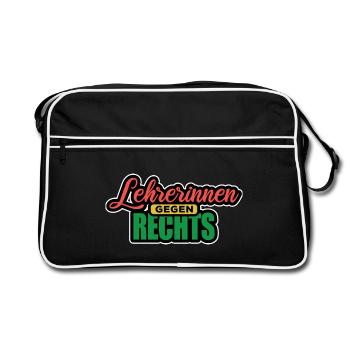 Lehrerinnen Gegen Rechts Gegen Rechts, gegen Hetze - Retro Tasche - Schwarz/Weiß - Vorne