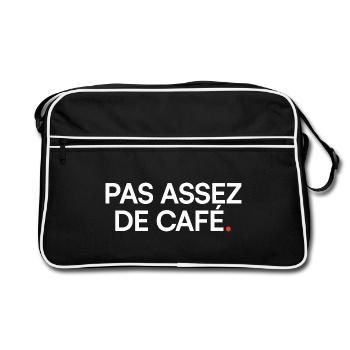 Zu wenig Kaffee, Humor, Müdigkeit - Retro Tasche - Schwarz/Weiß - Vorne