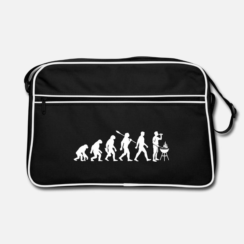 Evolution - Grillen - Grillmeister - Bier trinken Retro Tasche