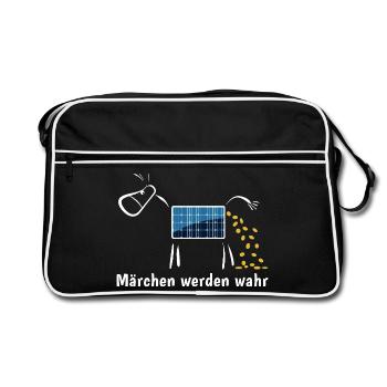 Märchen werden wahr - Goldesel - Photovoltaik - Retro Tasche - Schwarz/Weiß - Vorne