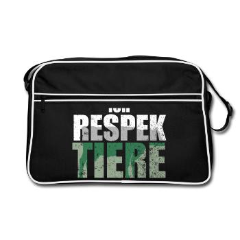Ich Respektiere Tiere Tierschutz Rind Vegan - Retro Tasche - Schwarz/Weiß - Vorne