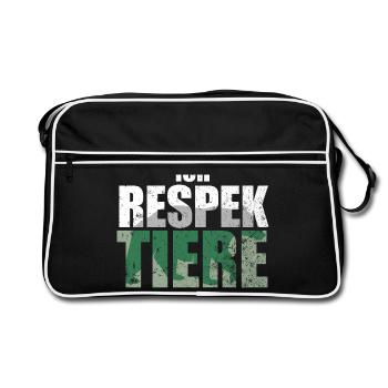 Ich Respektiere Tiere Tierschutz Bär Jagd - Retro Tasche - Schwarz/Weiß - Vorne