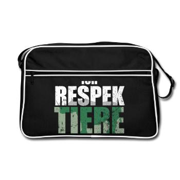 Ich Respektiere Tiere Tierschutz Nashorn Jagd - Retro Tasche - Schwarz/Weiß - Vorne