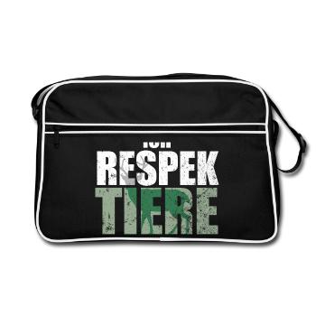 Ich Respektiere Tiere Tierschutz Hirsch Jagd - Retro Tasche - Schwarz/Weiß - Vorne