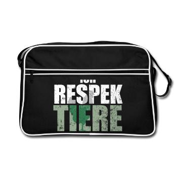 Ich Respektiere Tiere Tierschutz Huhn Vegan - Retro Tasche - Schwarz/Weiß - Vorne