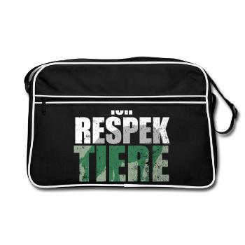 Ich Respektiere Tiere Tierschutz Schwein Vegan - Retro Tasche - Schwarz/Weiß - Vorne