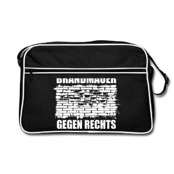 Brandmauer - Gegen Rechts, gegen Hetze - Retro Tasche - Schwarz/Weiß - Vorne