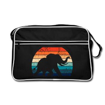 Elephant - Big Game, Tusk, Ivory - Retro Bag - black/white - Front
