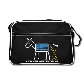 Märchen werden wahr - Goldesel - Photovoltaik - Retro Tasche - Schwarz/Weiß - Vorne