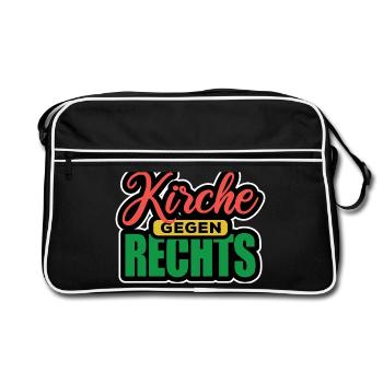 Kirche Gegen Rechts - Gegen Rechts, gegen Hetze - Retro Tasche - Schwarz/Weiß - Vorne