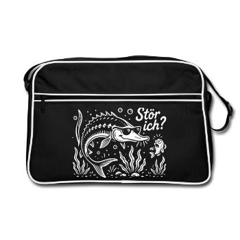 Stör ich? Hausen - Angler Spruch - Geschenk - Retro Tasche - Schwarz/Weiß - Vorne