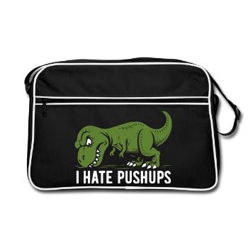 T-Rex - Je déteste les pompes - cadeau - Sac Retro - noir/blanc - Devant