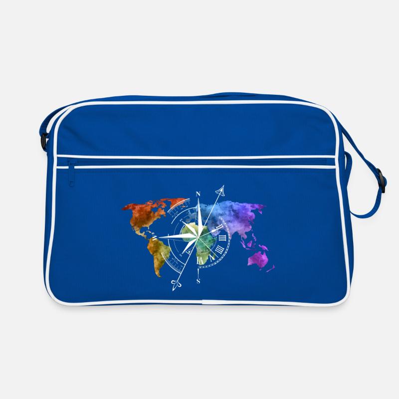 World map compass white Retro Bag